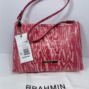 Brahmin Vibrant Coral-Pink with Gold accent Shoulder Bag